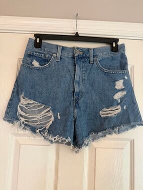 Levi’s High Waisted Denim Distressed Mom Shorts - Blue